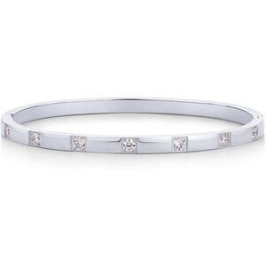 14K Gold Plated Love Bangle Bracelet Women Cubic Zirconia Hinged Jewelry